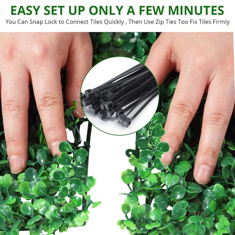 24Pcs 10x10Inch Artificial Boxwood Panels, Grass Wall Panels - 24 PCS 10X10 Inch (81 Leaves)
