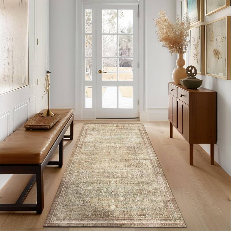 Mcow Retro Machine Washable Non Slip Vintage Area Rugs - 2'X5' - Taupe - Rectangle