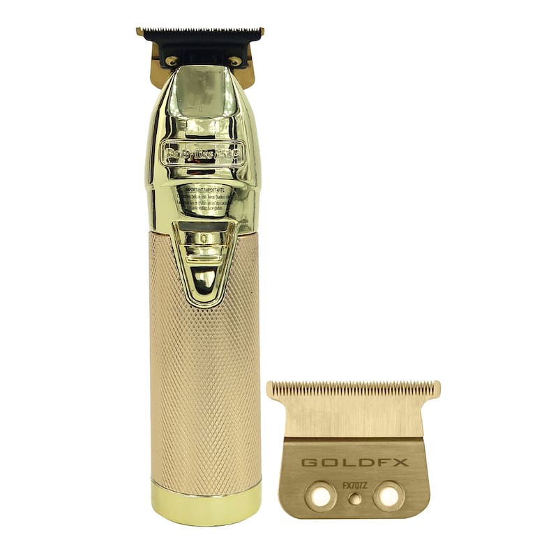 BaByliss Pro GOLDFX+ Lithium Outlining Trimmer Gold FX787NG + FX707Z Replacement Outlining Trimmer T-Blade for FX787 Trimmers - Gold