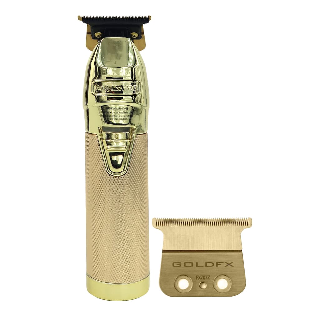 BaByliss Pro GOLDFX+ Lithium Outlining Trimmer Gold FX787NG + FX707Z Replacement Outlining Trimmer T-Blade for FX787 Trimmers