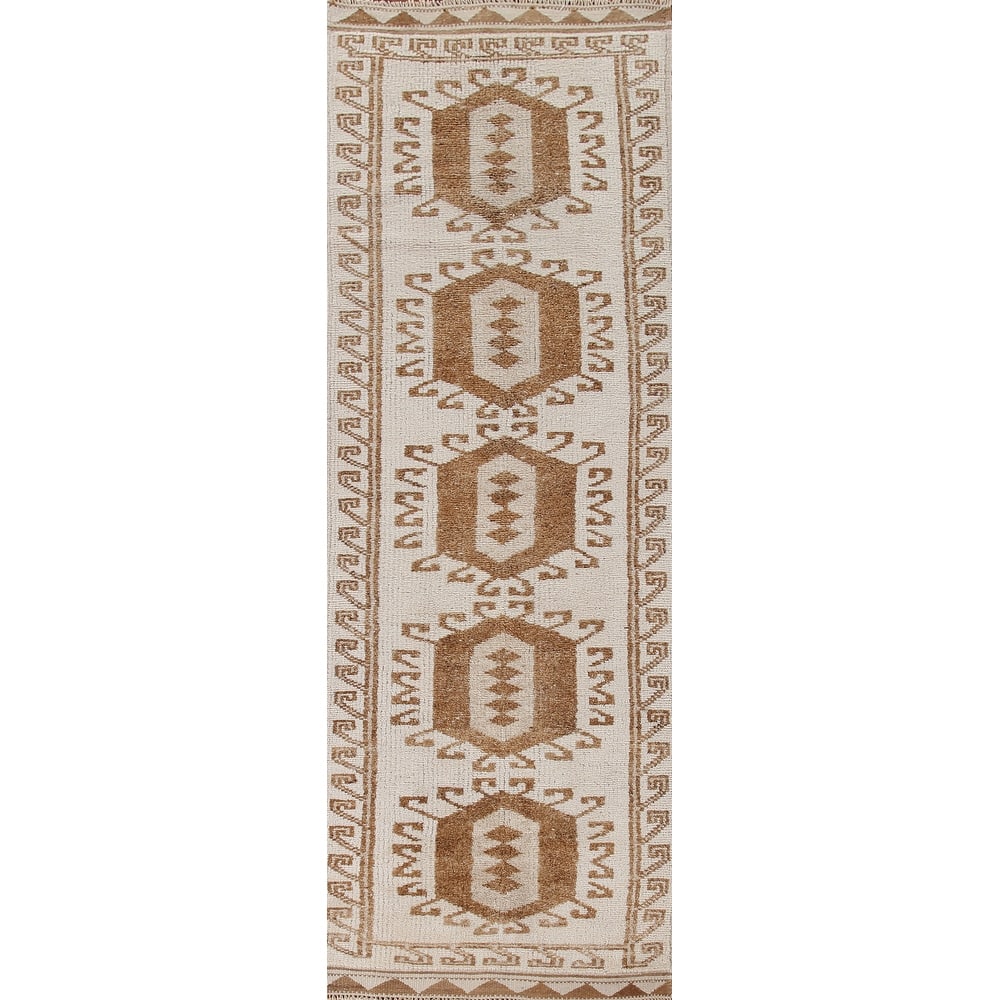 Tribal Anatolian Turkish Runner Rug Handmade Wool Carpet - 3'1"x 11'7"