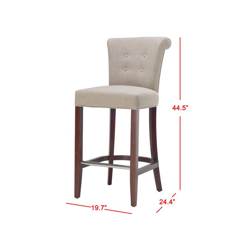 SAFAVIEH Alesia 29.7-inch Curved Back Mahogany Bar Stool - 19.6" x 24.2" x 43.7" - 20Wx24Dx44H