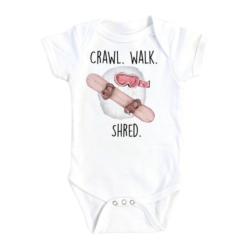Snowboarding Crawl - Baby Boy Girl Clothes Infant Bodysuit Funny Cute Newborn - Natural - Newborn