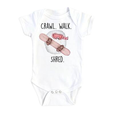 Snowboarding Crawl - Baby Boy Girl Clothes Infant Bodysuit Funny Cute Newborn