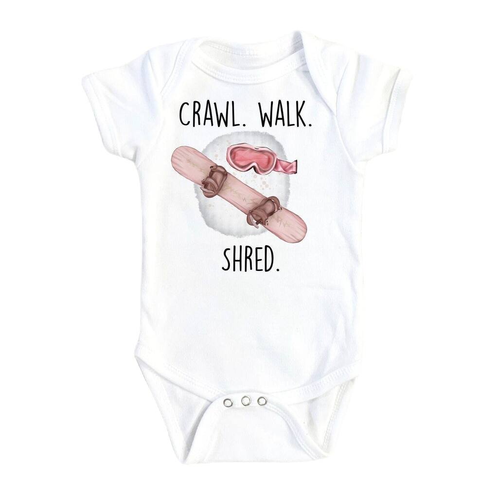 Snowboarding Crawl - Baby Boy Girl Clothes Infant Bodysuit Funny Cute Newborn