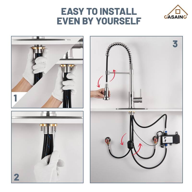 Single Handle Pull Down Sprayer Kitchen Faucet with Touchless Sensor Deckplate Included