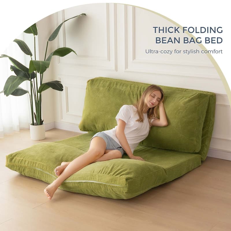 Corduroy Bean Bag Folding Sofa Bed