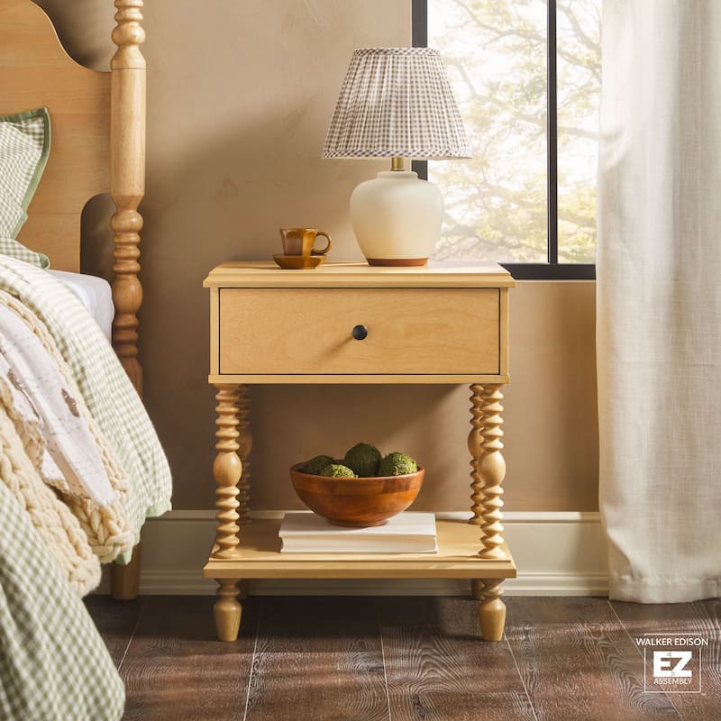 Walker Edison Easy Assembly Solid Wood 1-Drawer Nightstand - Natural