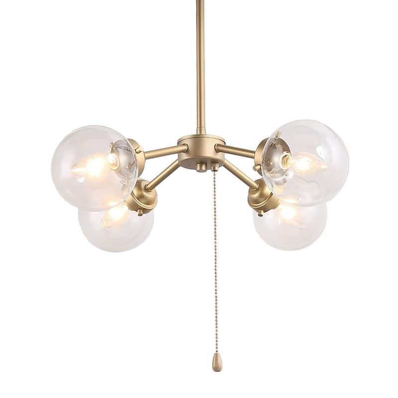 Mid-century Modern Gold Sputnik 4-light Switch Chandeliers Globe Glass Ceiling Lights for Dining Room - D 19.5'' x H 65.5''
