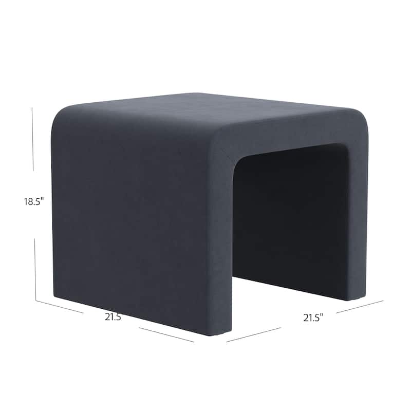 Ari Ottoman Footstool, Arc Shape with Steel Blue Velvet, 22 Inch