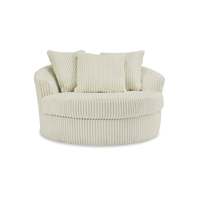 Signature Design by Ashley Lindyn Ivory Oversized Swivel Accent Chair - 58"W x 55"D x 36"H