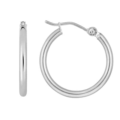Curata 14k White Gold 2x20mm Shiny Super Lite Tube Earrings