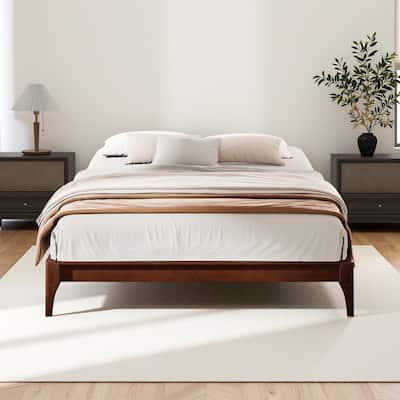 12 Inch Solid Dry Bamboo Wood Platform Bed Frame, with Wood Slat Support