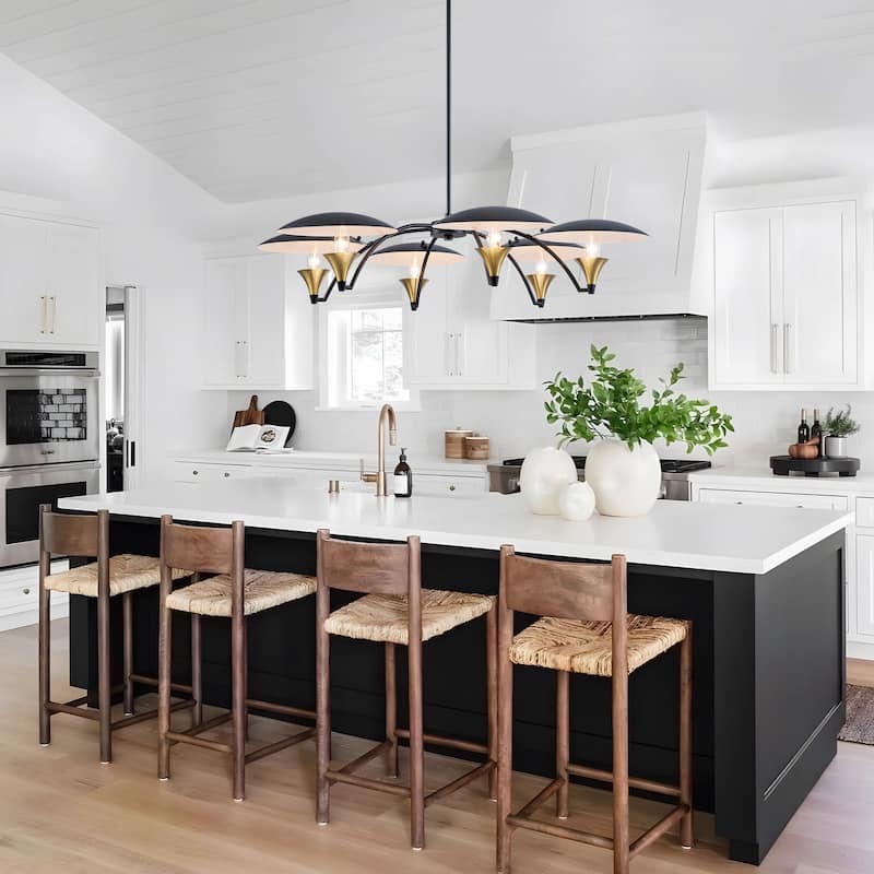 Starsky 6-Light Modern Unique Black&Gold Round Chandelier