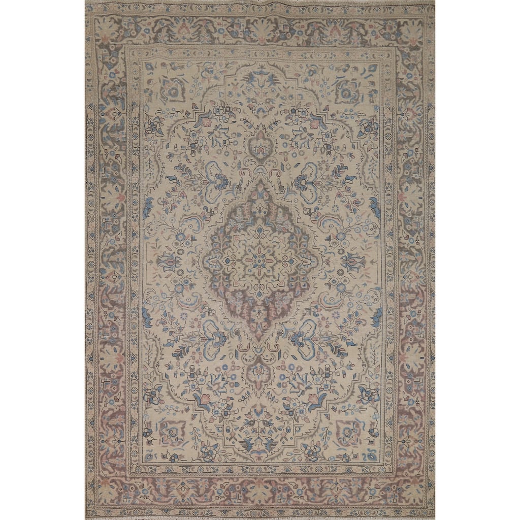 Tabriz Persian Area Rug Hand-Knotted Oriental Wool Carpet - 6'8"x 9'7"