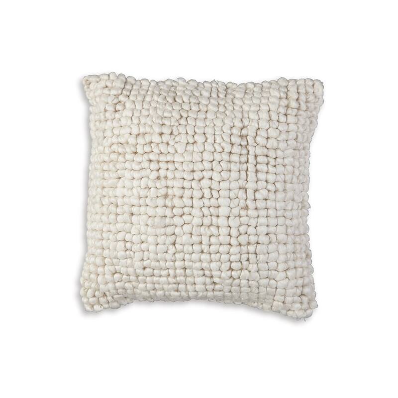 Throw Pillow Set of 4, 20 Inch, Modern Looped Design, Soft White Cotton