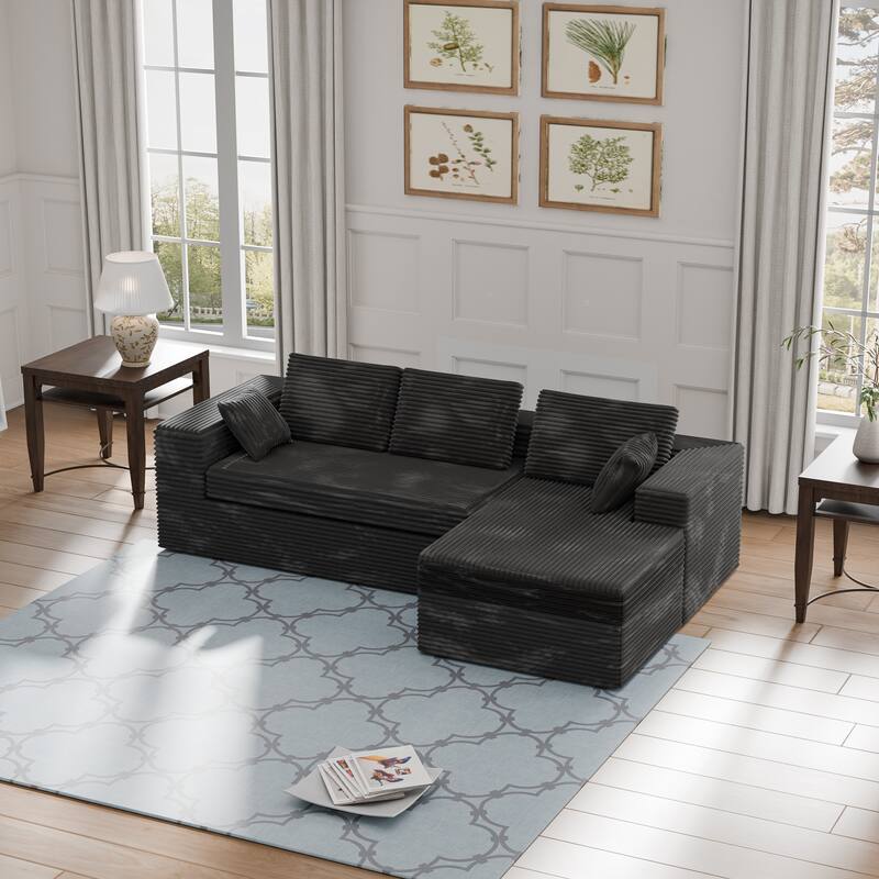 Modland 108" Boneless Cloud Couch, Modular L-Shaped Sectional Sofa, No Assembly, Corduroy