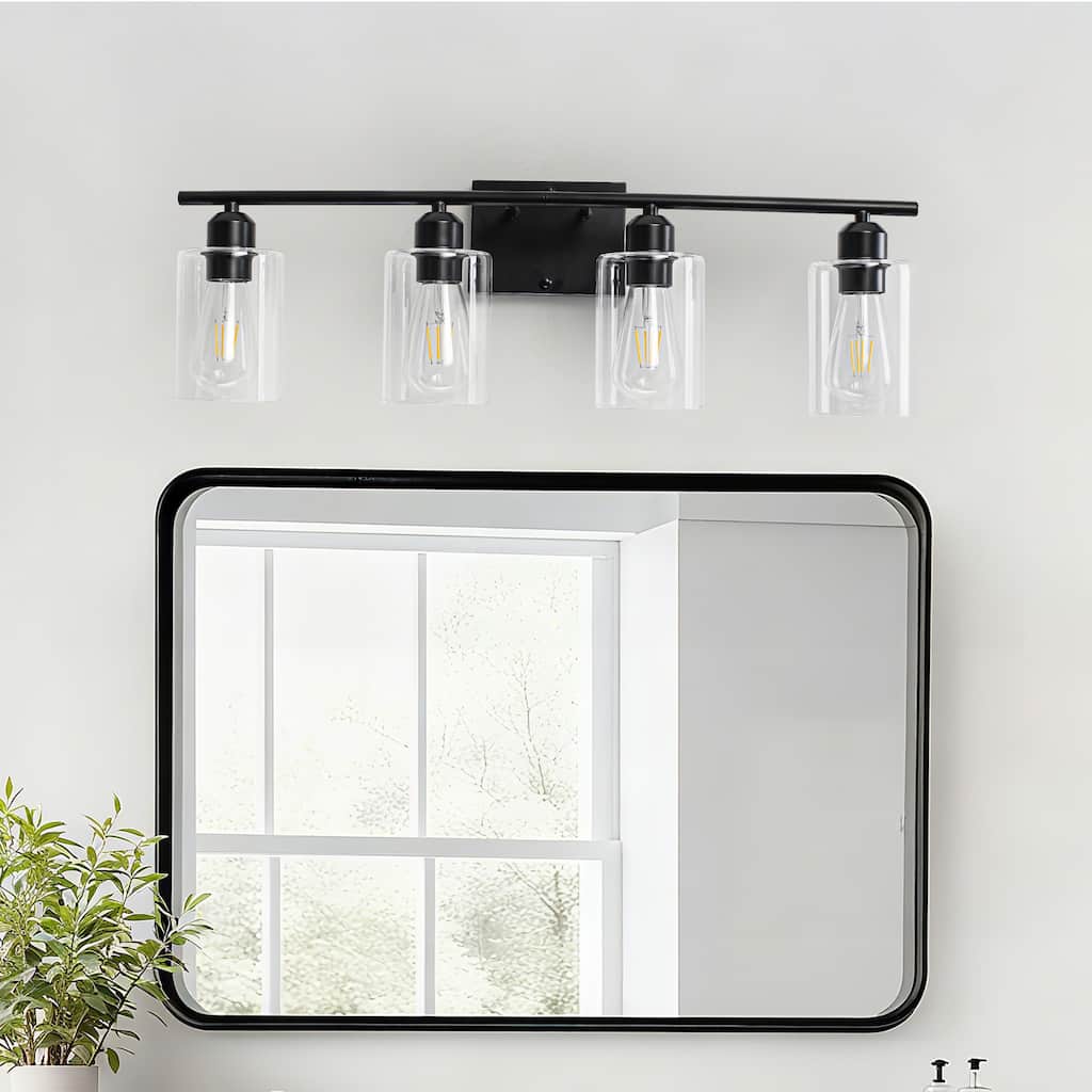 4-Light Modern Dimmable Vanity Light with Clear Glass Shade