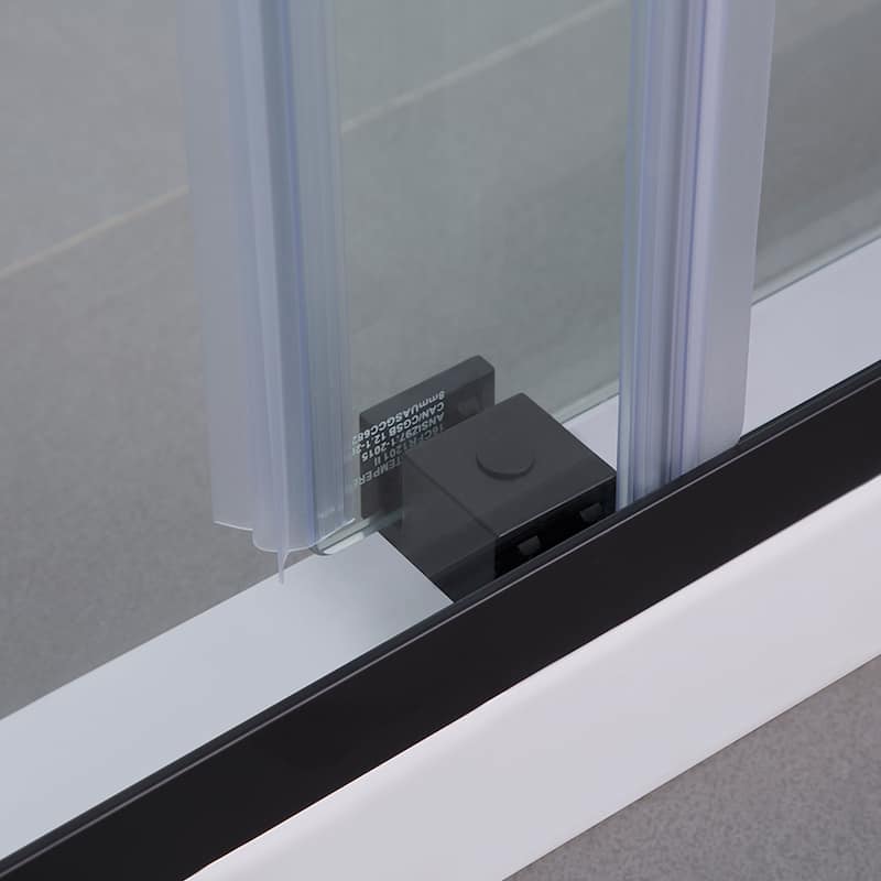 Spezia 60" W x 76" H Sliding Frameless Shower Enclosure in Matt Black - 60" W x 76" H