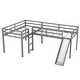 preview thumbnail 12 of 25, Grey L-Shaped Twin Loft Bed with Slide, Ladder, and Under-Bed Space