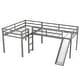 preview thumbnail 12 of 12, Playful Design, L-Shaped Structure Wood Loft Bed with One Side Slide, Safety Guaranteed, Twin, Grey