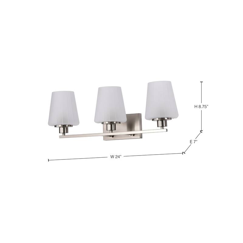 Lune 3 Light Vanity Brushed Nickel Finish Etched White Glass - Brushed Nickel