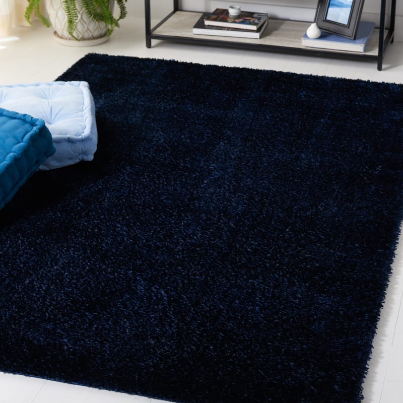 SAFAVIEH Tahoe Shag Indiana Solid 1.2-inch Thick Rug - 8' x 10' - Navy
