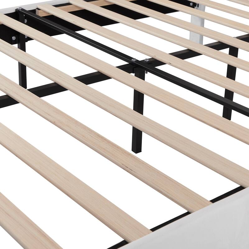VECELO Upholstered Bed Frames with Height Adjustable Headboard