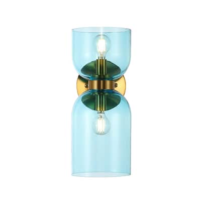SAFAVIEH Lighting Mirushe 2-Light Glass Wall Sconce with Bulbs (Set of 2) - 5.5 In. W x 7 In. D x 13 In. H - 6"W x 7"D x 13"H