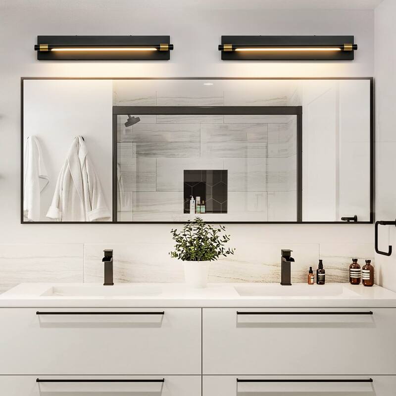 1-Light Modern Black/Gold Rotatable Linear LED Bathroom Vanity Light
