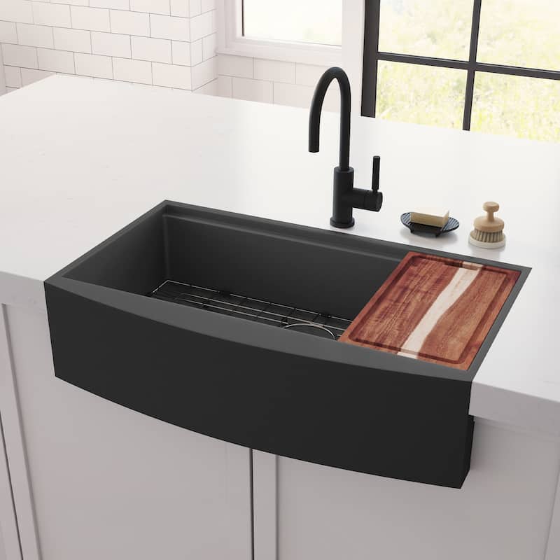 Santa Cruz Apron-Front Farmhouse Single Bowl 31 in. Workstation Sink with Accessories