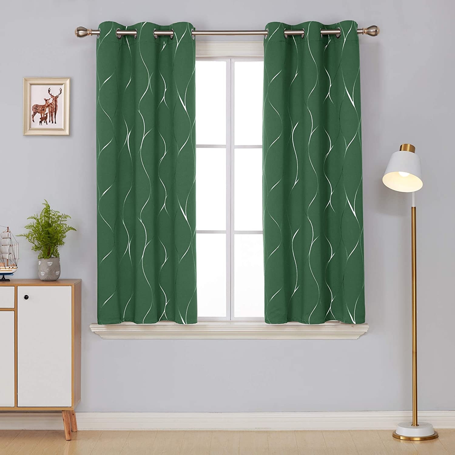Deconovo Silver Line 42 Width Curtain Panel Pair (2 Panel)