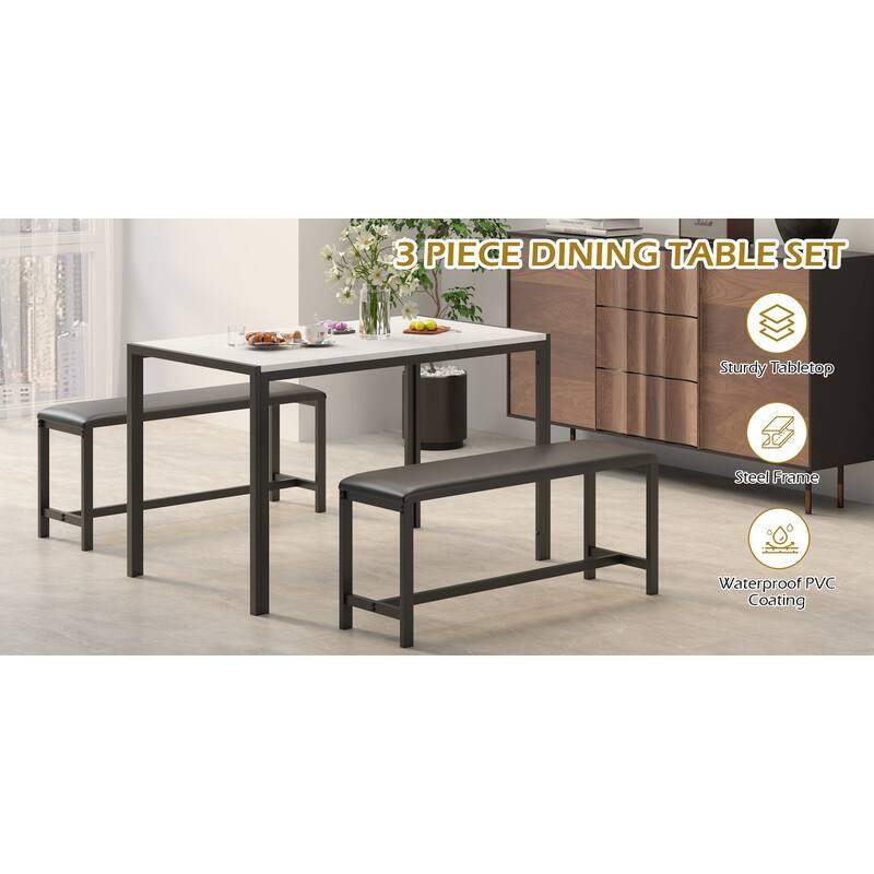 Space-Saving Dining Table Set,Ideal for Small Spaces - Featuring a Stylish Faux Marble or Wood Grain Table with Modern Chairs