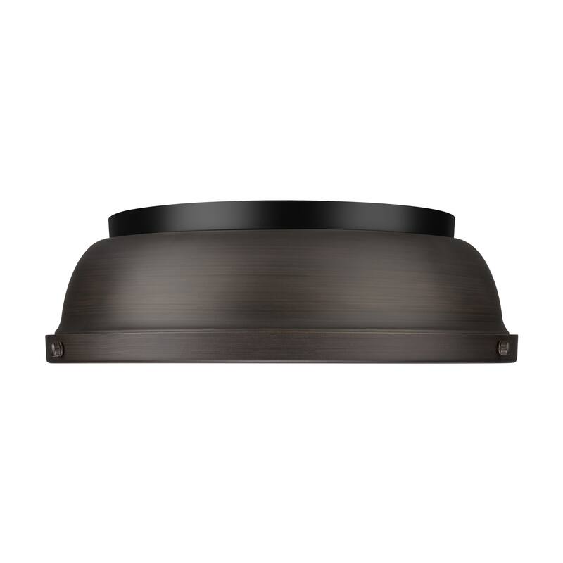 Yep by Golden Lighting Duncan 2-light Flush Mount in Matte Black and Rubbed Bronze shade