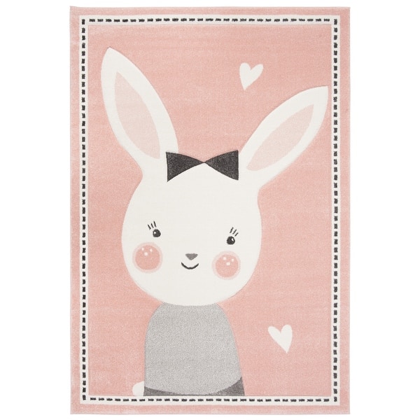 slide 1 of 1, SAFAVIEH Carousel Kids Njomeza Bunny Rug - Pink/Ivory - 3'3" x 5'3" 3'3" x 5'3" - Pink/Ivory