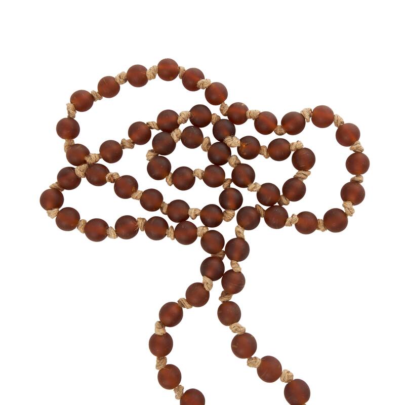 Glass Handmade Round Long Beaded Garland with Tassel with Knotted Brown Jute