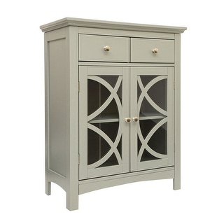 Modern 32-inch Bathroom Floor Cabinet with Glass Doors in Gray Wood ...