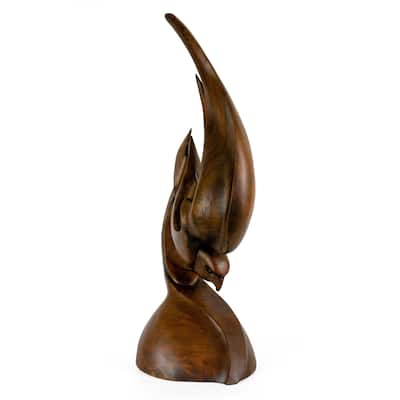 16" Wooden Handmade Eagle Abstract Sculpture Statue Handcrafted Figurine Art Hand Carved Rustic Lodge Outdoor Decorative Home
