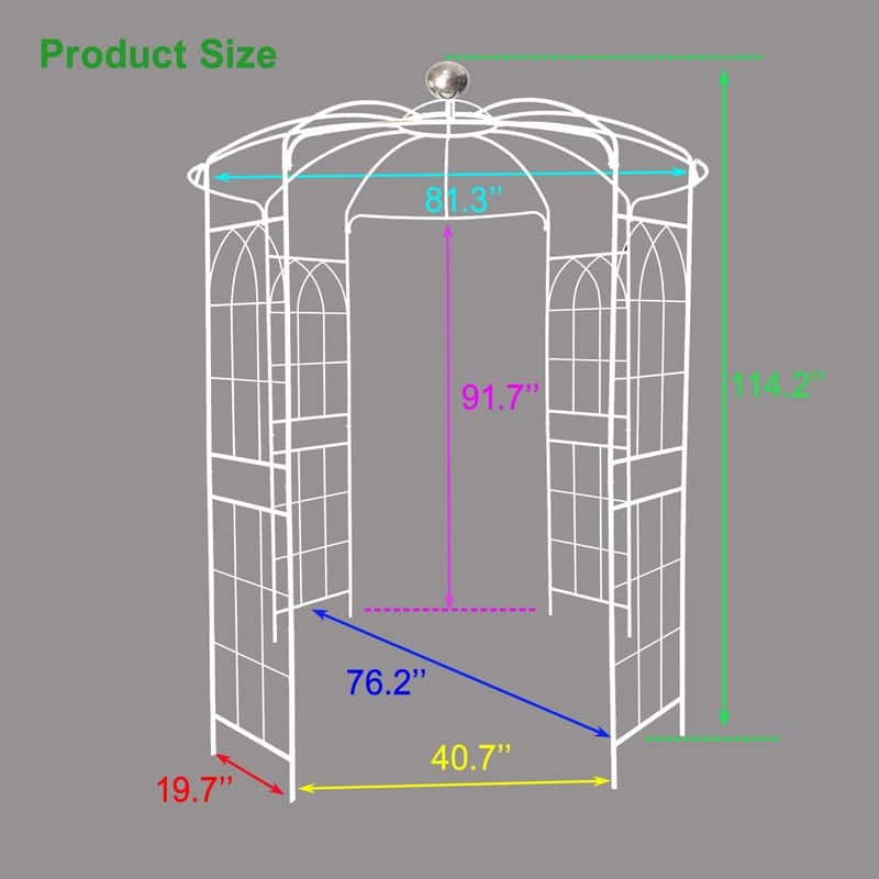 Black Outdoor Metal Garden Arch Arbors Gazebo Birdcage Shape Pergola Pavilion for Wedding Ceremony