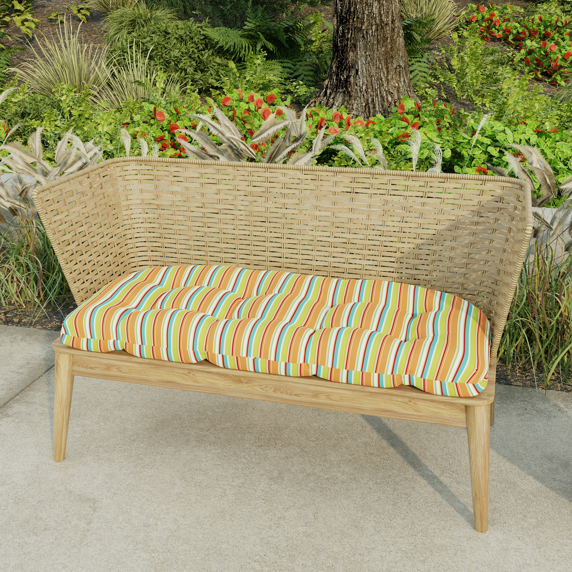 44 x 18 Contoured Outdoor Wicker Bench Cushion 18 L x 44 W x 4 H Bed Bath Beyond 35438669