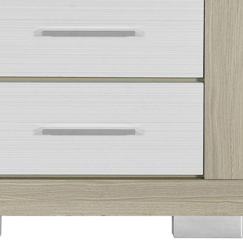 HomeRoots 23" Natural And White Wood Square Two Drawer Nightstand