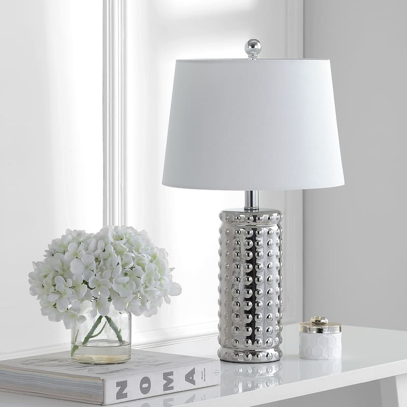 SAFAVIEH Lighting Crescentia 23-inch Silver LED Table Lamp (Set of 2) - 13"x13"x22.5" - 13Wx13Dx23H