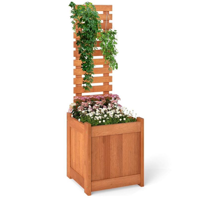 Costway 1/2 PCS Wooden Raised Garden Bed Elevated Patio Yard Planter - 1 pcs