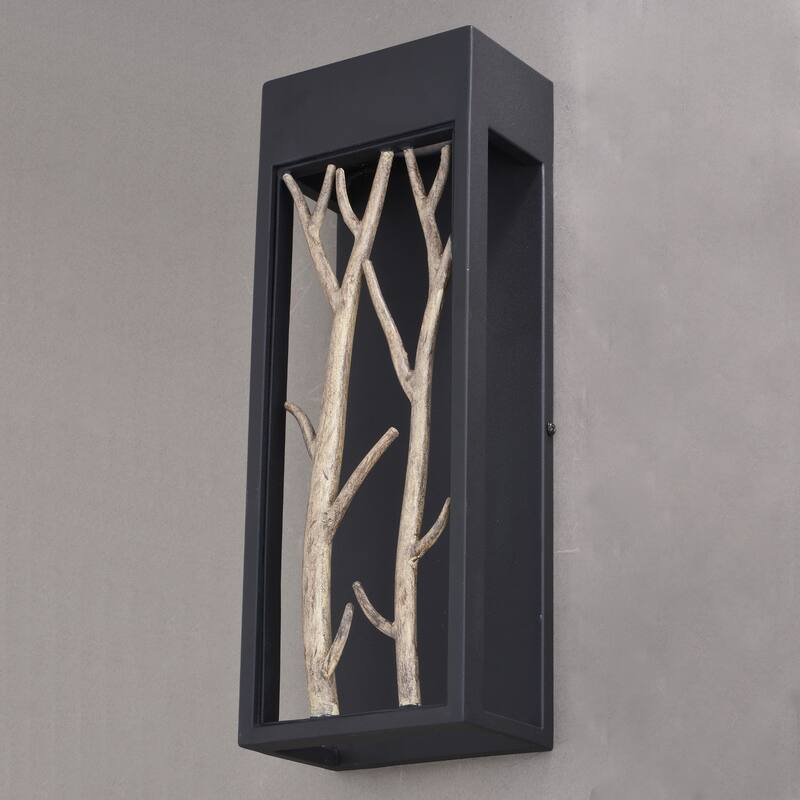 Ocala 1-light LED Black Rustic Twig Outdoor Wall Sconce - 5.75-in W x 15.5-in H x 3.5-in D