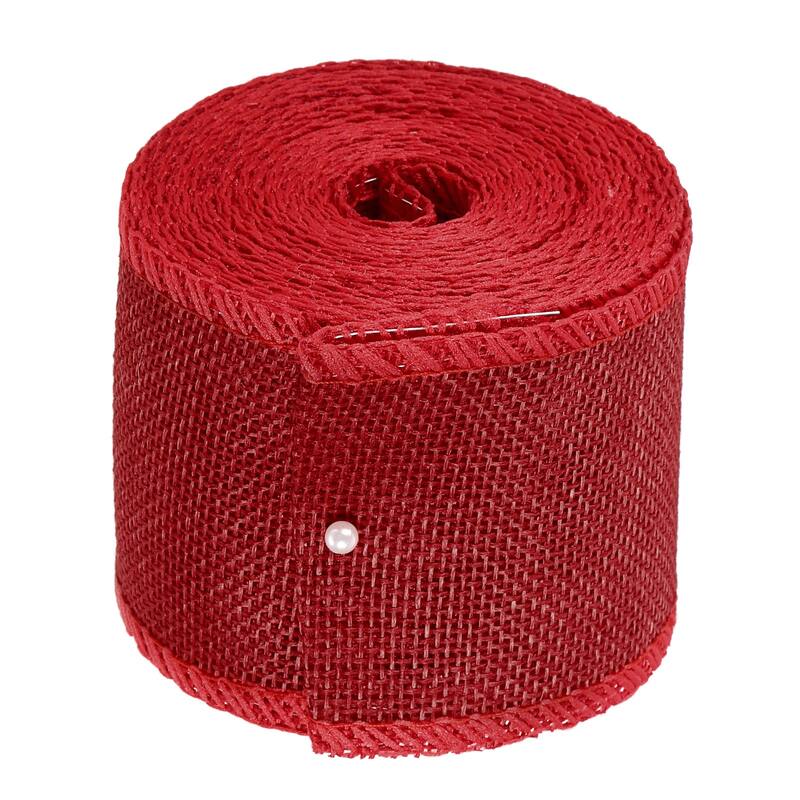 Burlap Wired Ribbons, 2.4inch x 5yards Natural Burlap Weave Ribbon