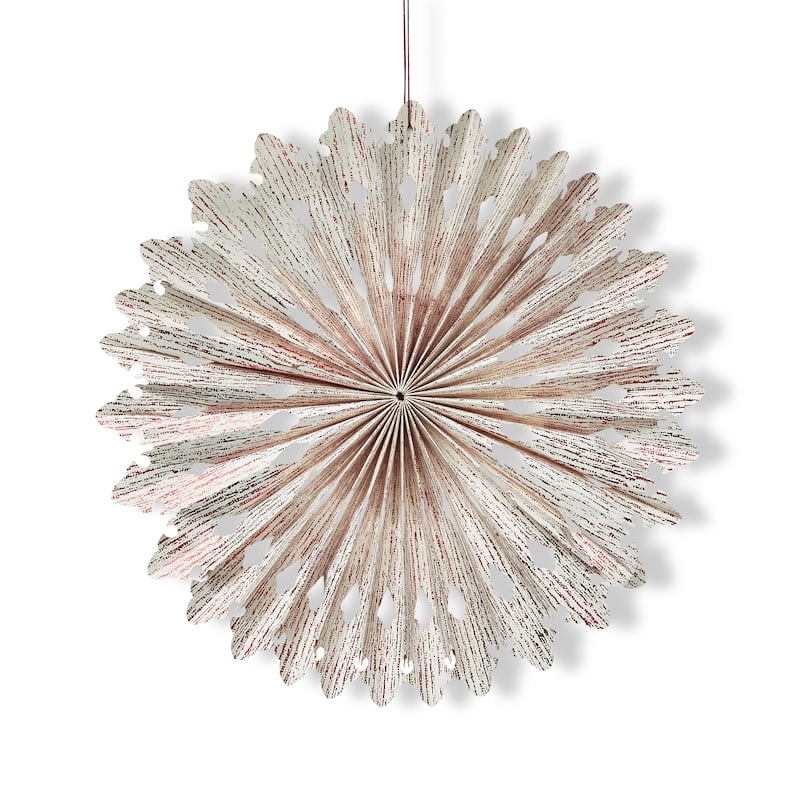 Noel Paper Snowflake Decor 15.75" - Holiday Decorative Sculpture for Winter and Christmas, Red Paper Ornament