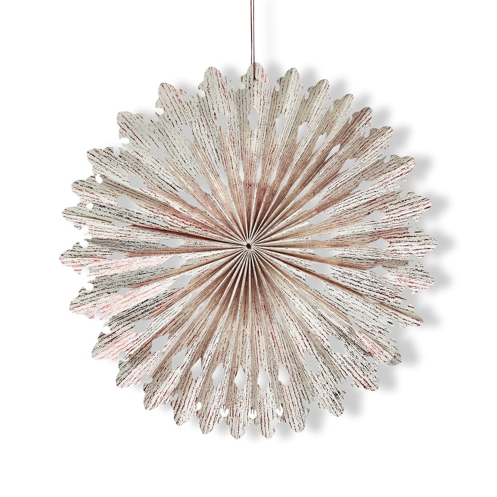 Noel Paper Snowflake Decor 15.75" - Holiday Decorative Sculpture for Winter and Christmas, Red Paper Ornament