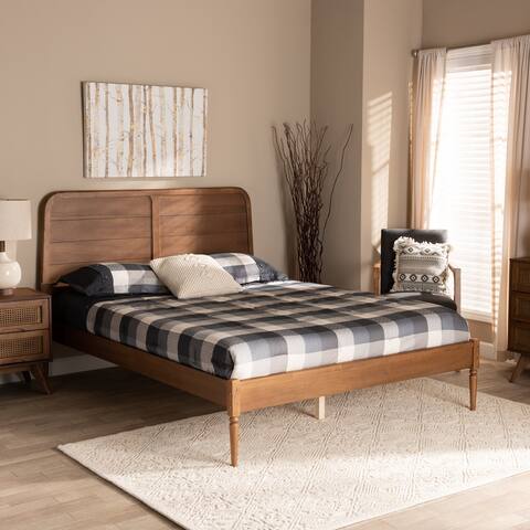 Kassidy Classic and Traditional Wood Platform Bed-Walnut Brown