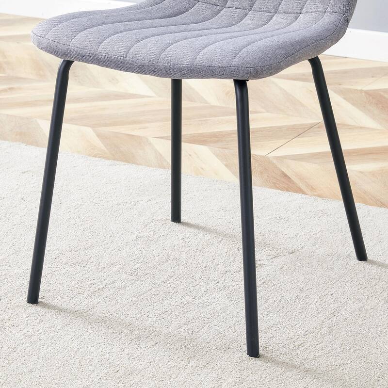 Modern 4 Piece Linen Dining Chair Set with Backrest, Metal Legs, Upholstered for Dining Room Kitchen Bedroom Living Room