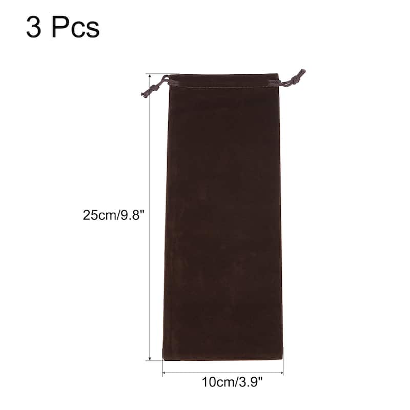 Microfiber Pouch Soft Storage Drawstring Gift Bag for Glasses Wedding - Brown - 25x10cm